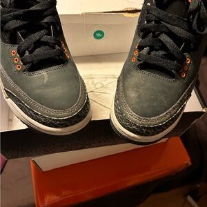 Jordan Black with Orange Eyelets Sneakers